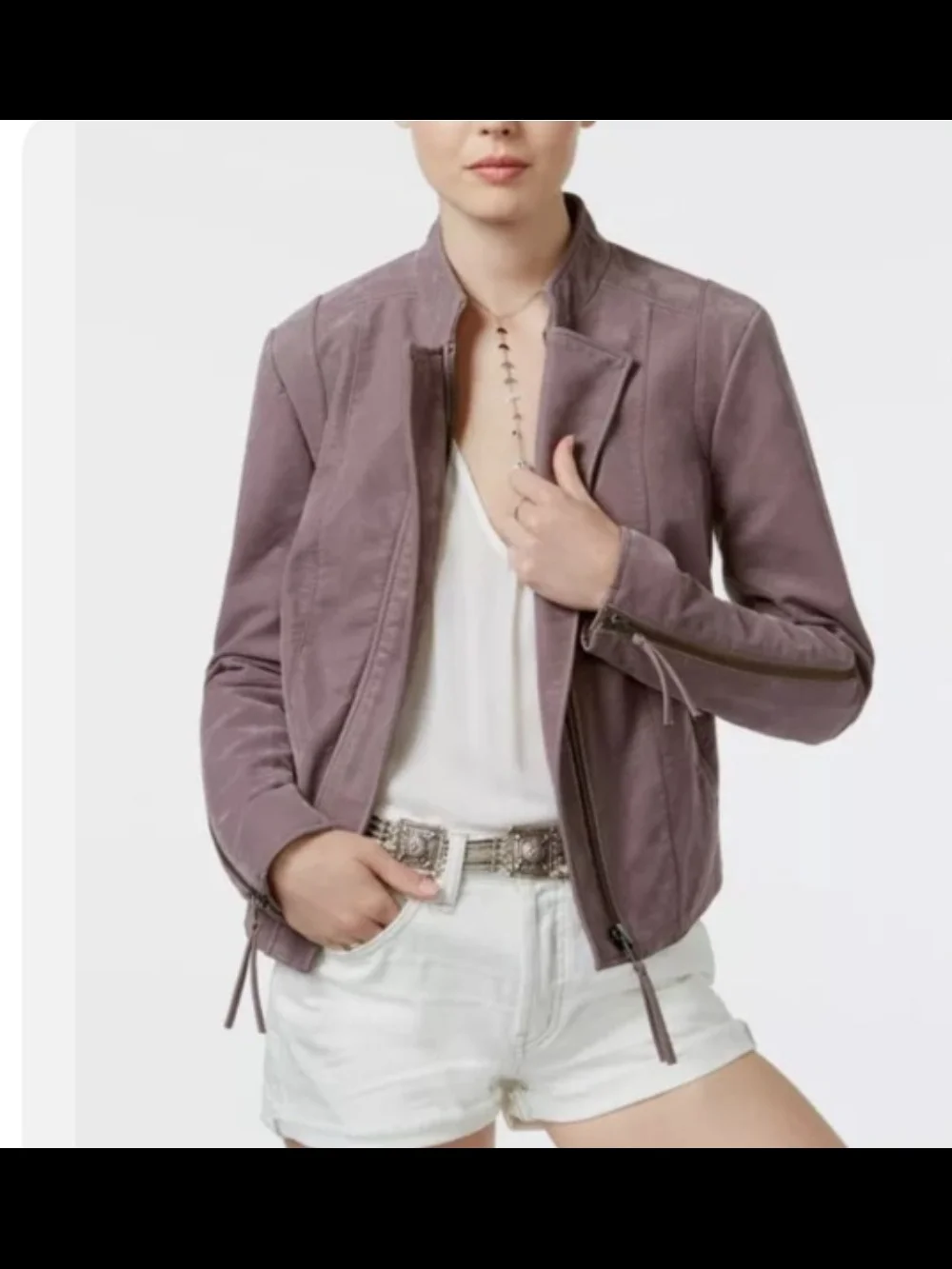 Free People Moto Asymmetric Zip Jacket Sz 0 XS - Picture 2 of 4